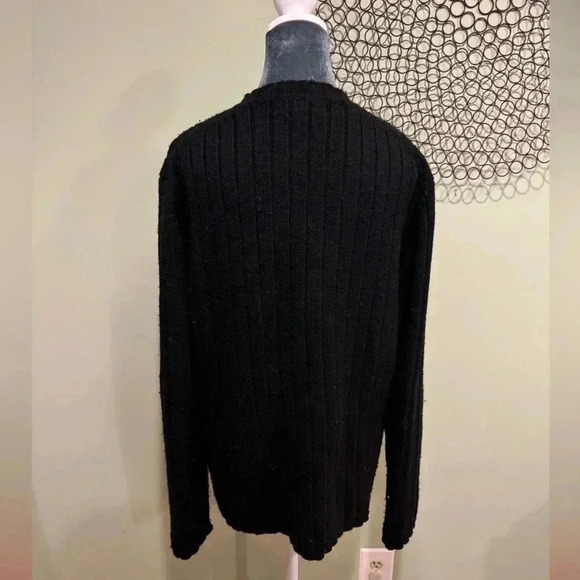 Banana Republic Black Wool V-neck ribbed sweater - Size Large - Picture 2 of 3